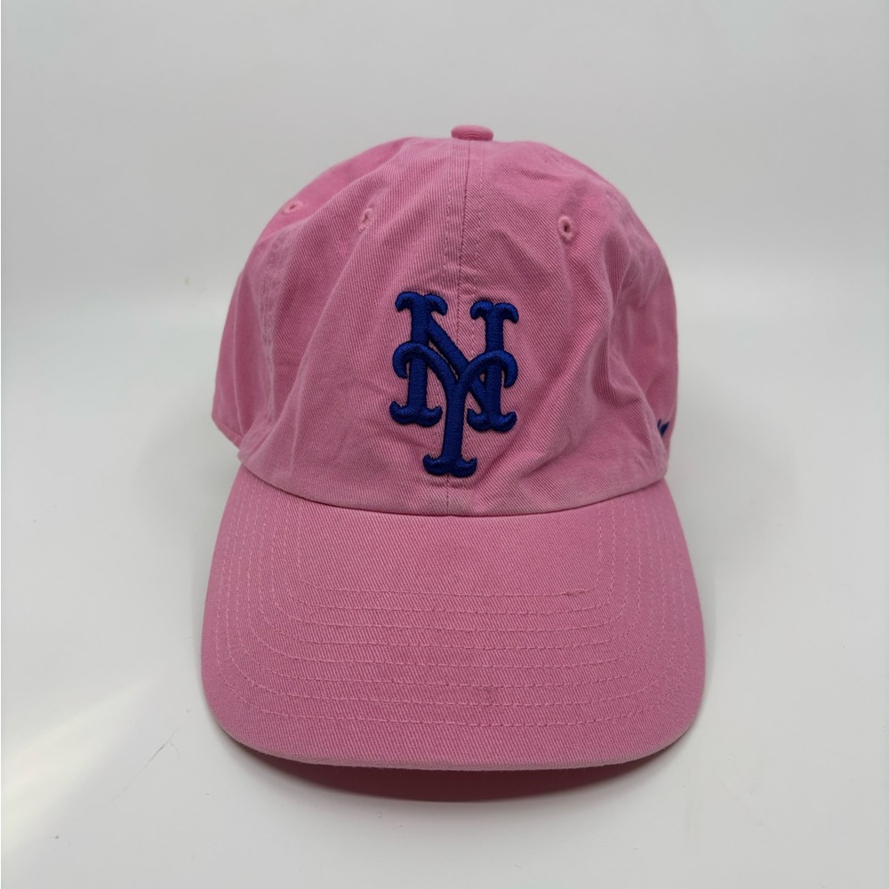 Pink Baseball Cap with Blue Logo
